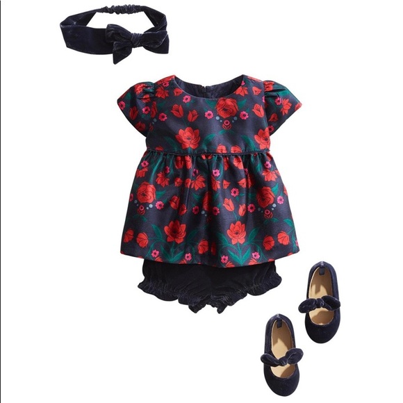 Red Rose Print on Navy by Gymboree 2 piece set - Picture 3 of 5